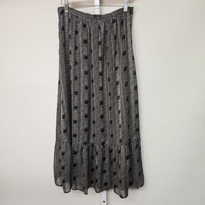 ba&sh Black Floral Print Tiered Maxi Skirt M